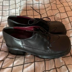 vintage pegabo block heel oxford loafer shoes made in italy